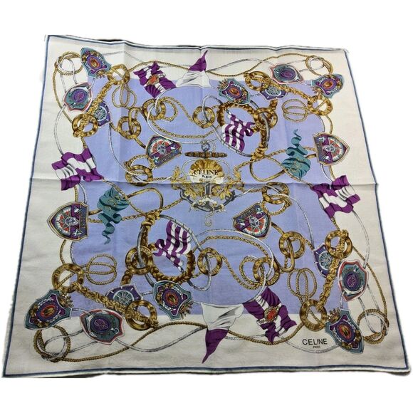 Celine Paris Cotton Handkerchief Neckerchief Bandana Scarf - Picture 1 of 4